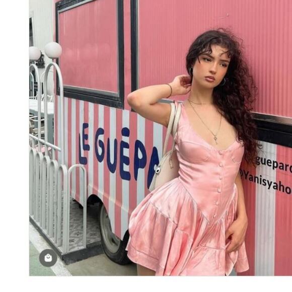 Vanessa Mooney Elizabeth Romper Dress Pink Satin Sz XS - Picture 2 of 8